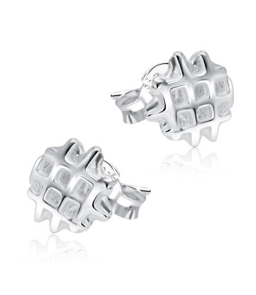 Waffle Style Silver Stud Earring STS-5351